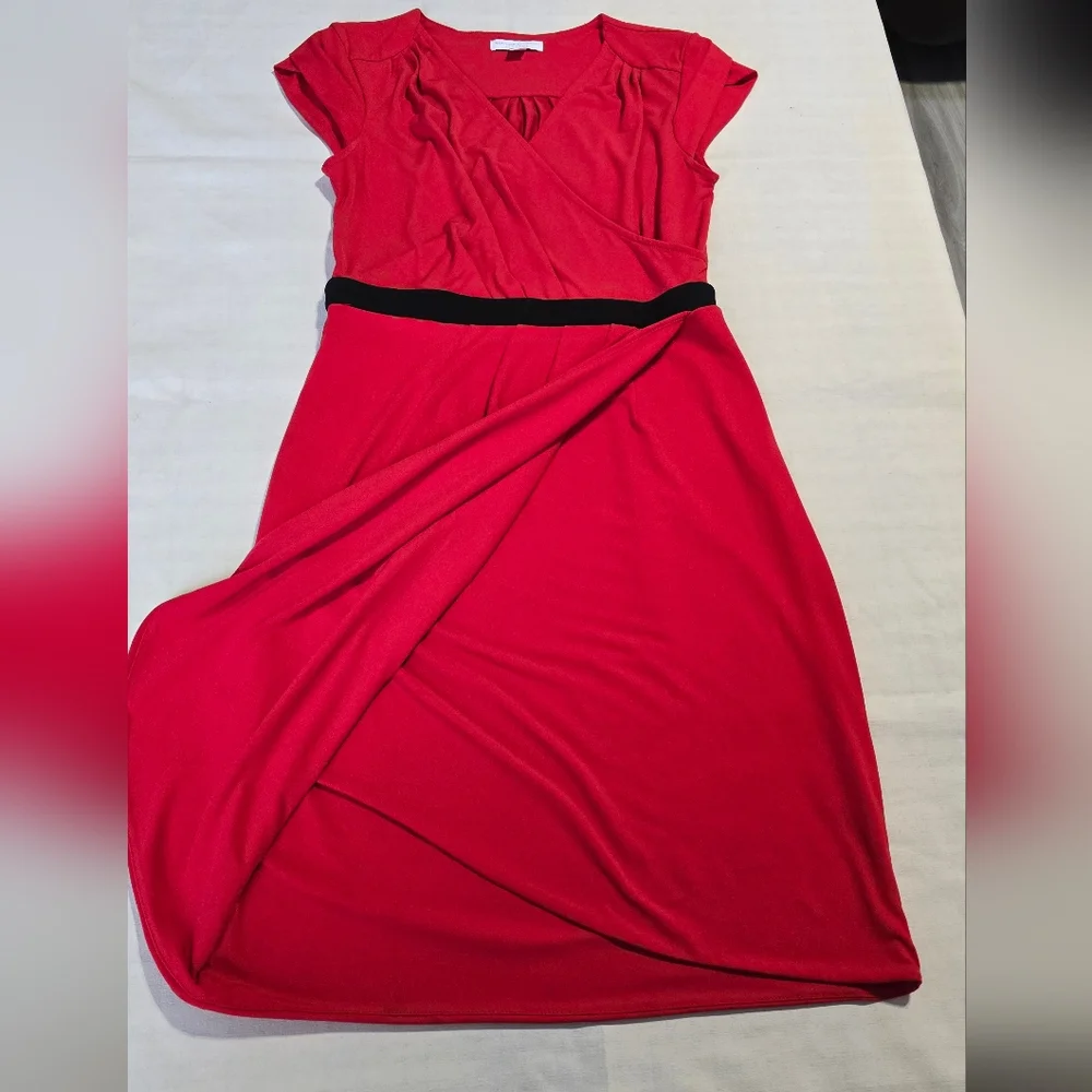 New York & Company Red Ruched One Shoulder Cocktail Dress